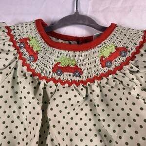 Girls Smocked Christmas Romper 6months